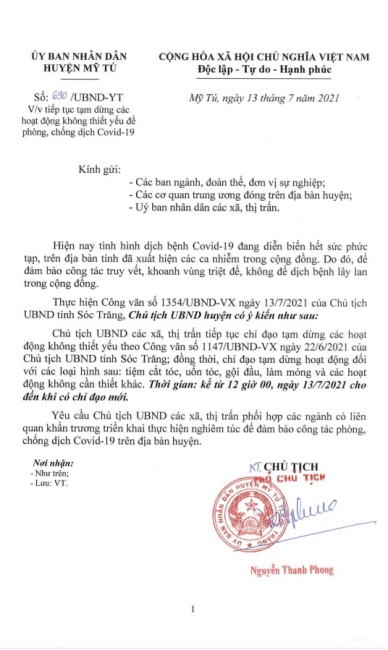Công văn 690 về việc tạm dừng các hoạt động không thiết yếu để phòng, chống dịch Covid-19