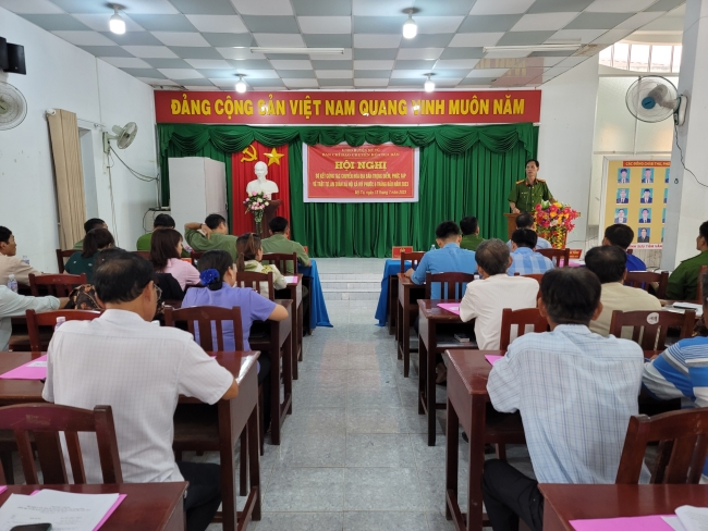Hội nghị Sơ kết công tác chuyển hóa địa bàn trọng điểm phức tạp về trật tự an toàn xã hội xã Mỹ Phước 6 tháng đầu năm 2023