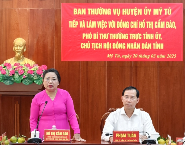 Ban Chấp hành Đảng bộ huyện Mỹ Tú tiếp và làm việc với Phó Bí thư Thường trực Tỉnh ủy Sóc Trăng Hồ Thị Cẩm Đào